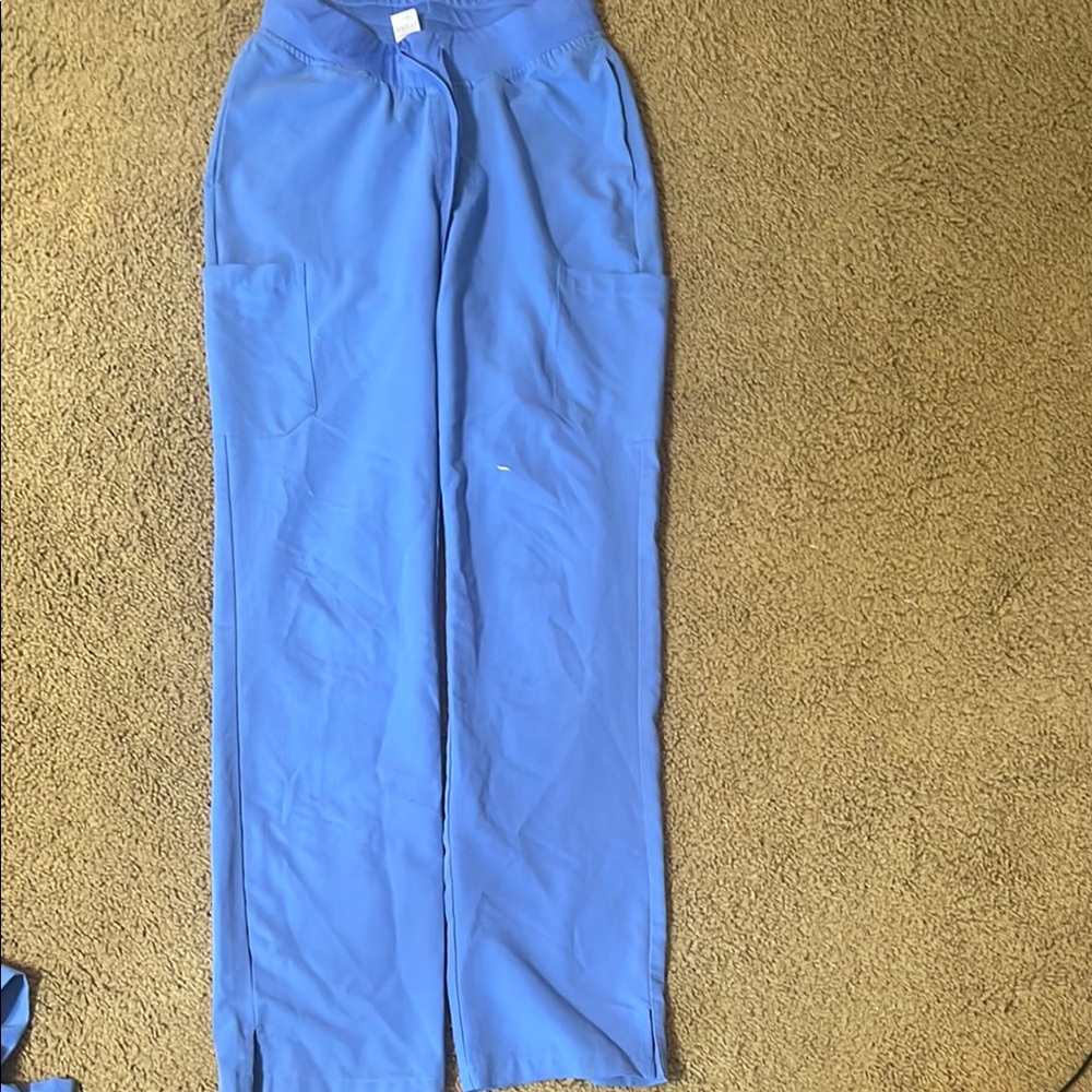 Blue Straight Leg Casual Pants
